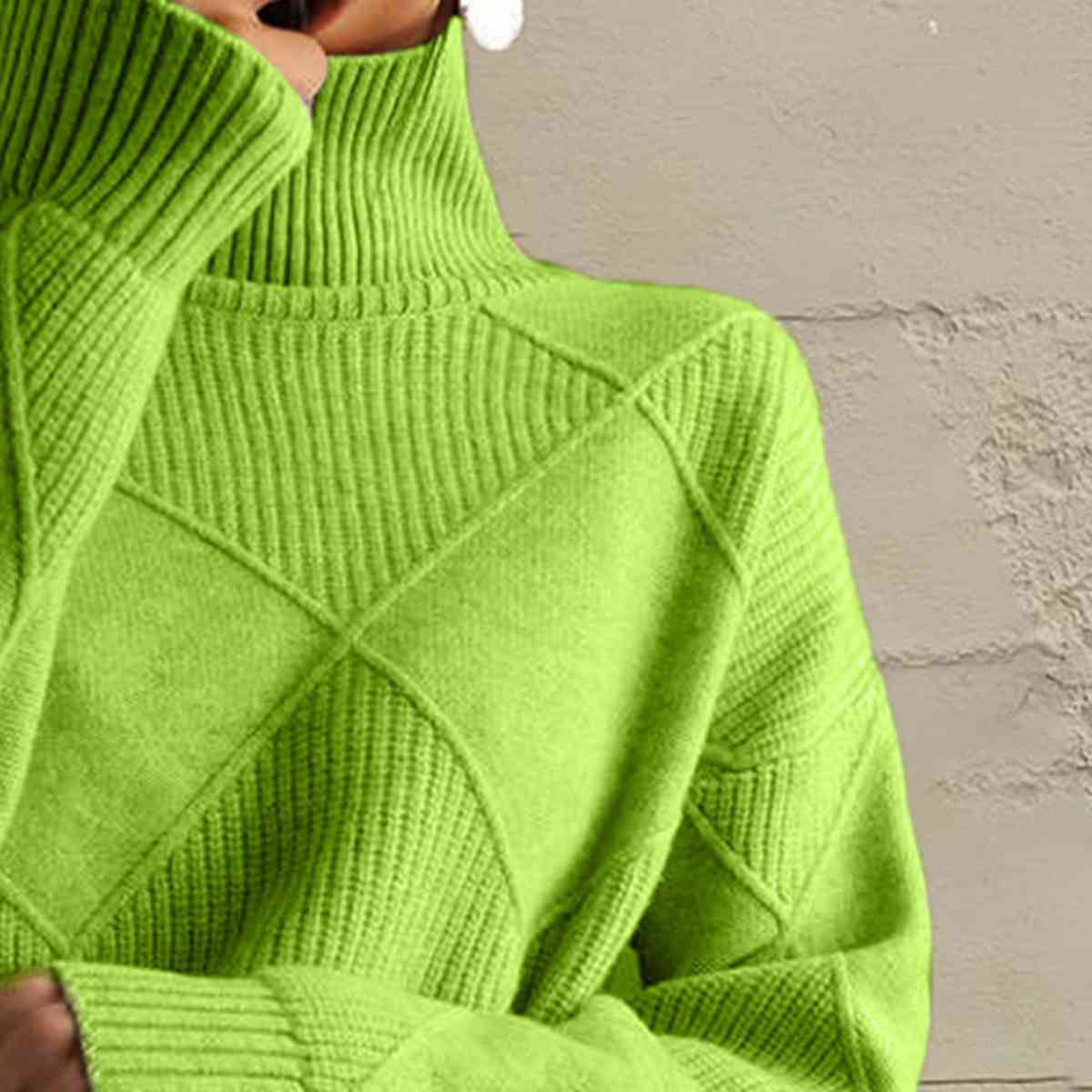 Janeve Geometric Turtleneck Sweater