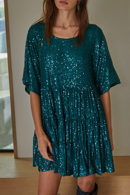 Tiered Sequin Sneaker Dress