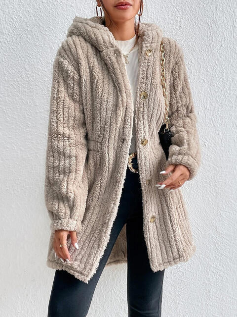 Brandy Button Down Hooded Coat