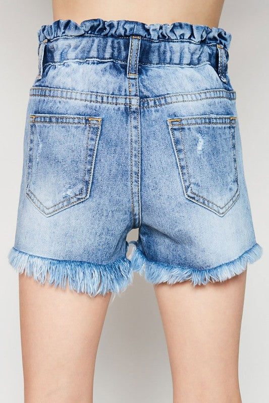 Girls Distressed Denim Shorts