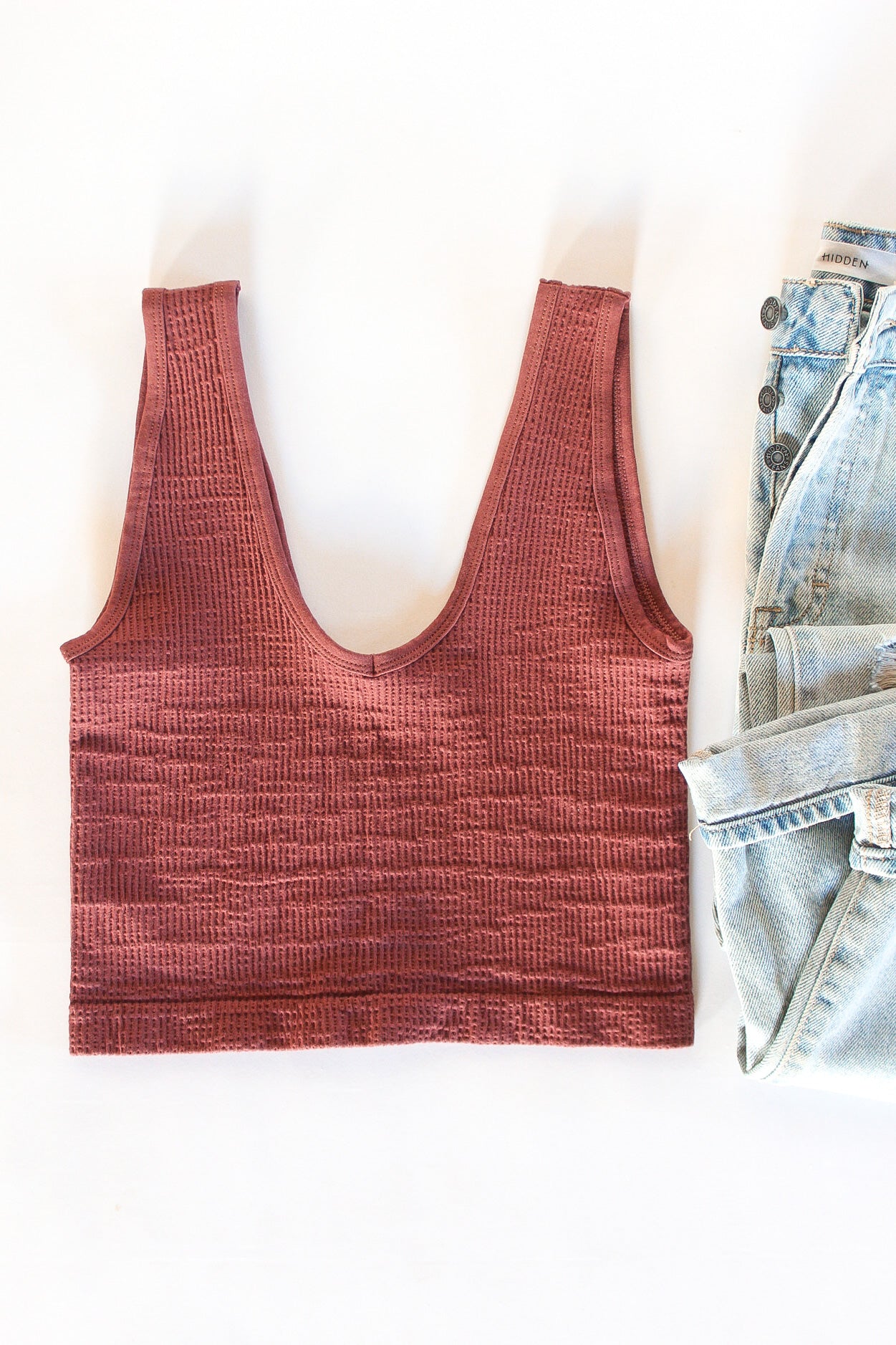 Waffle Ribbed Cropped Cami