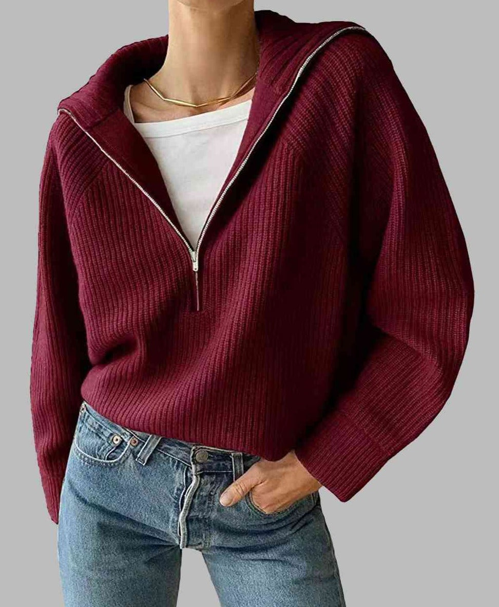 Molly HaIf Zip Knit Top