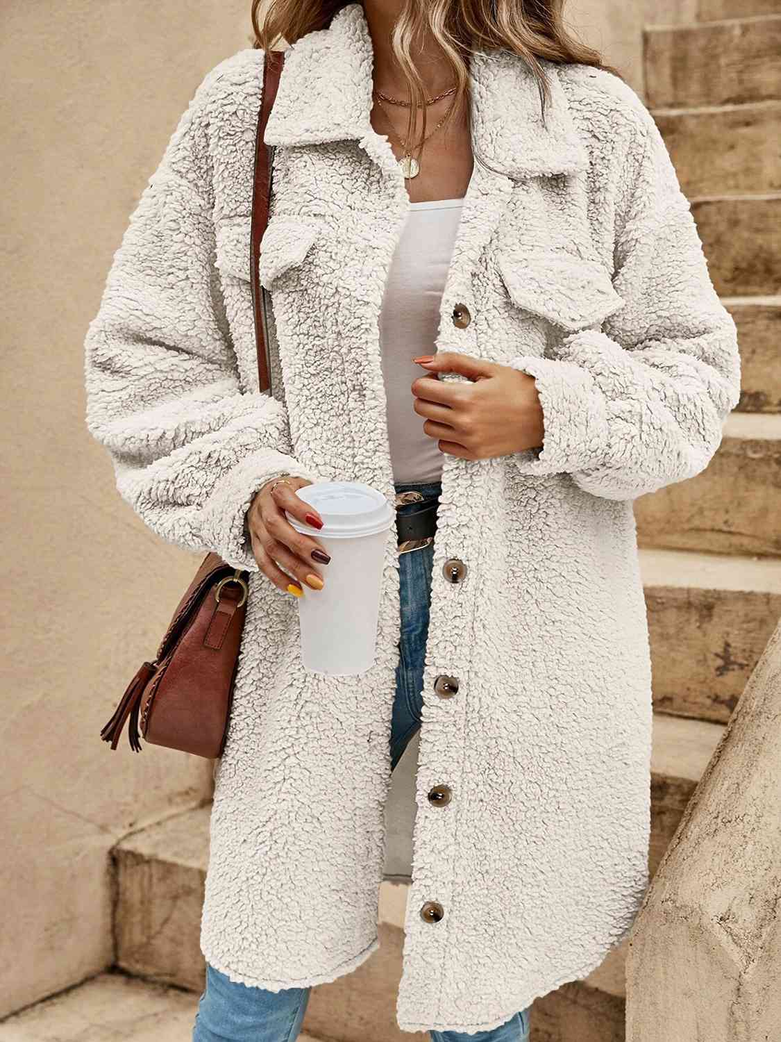 Sherpa Collared Button Down Coat