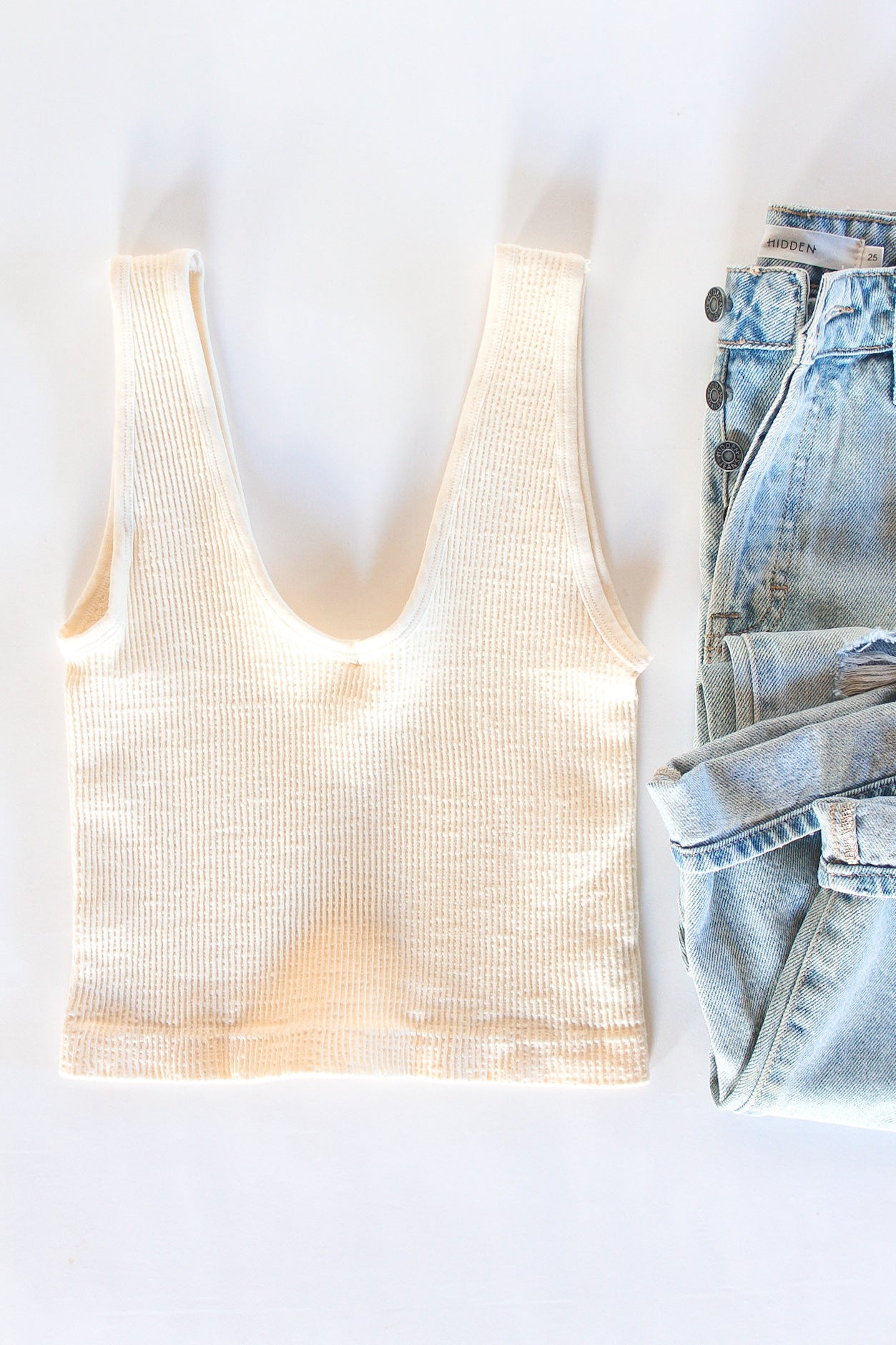 Waffle Ribbed Cropped Cami