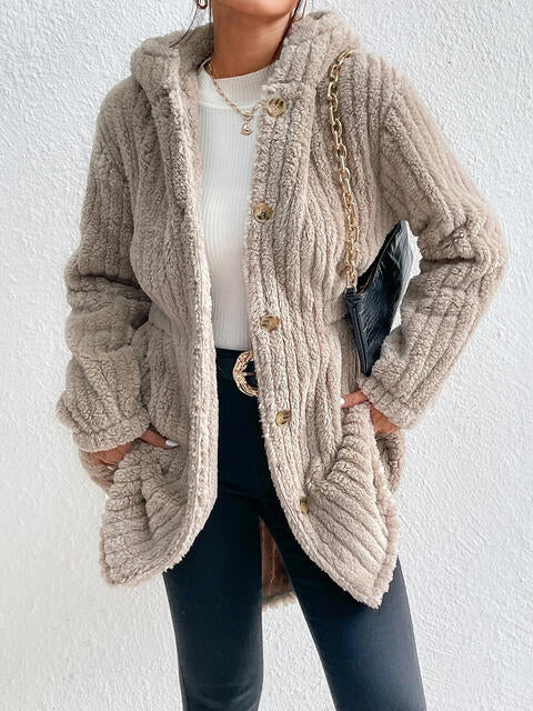Brandy Button Down Hooded Coat