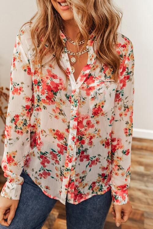 Olivia Floral Button Up Blouse