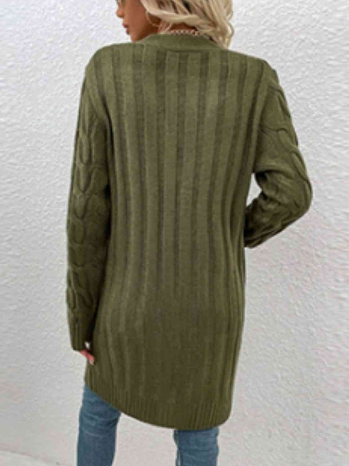 Cable-Knit Button Down Cardigan