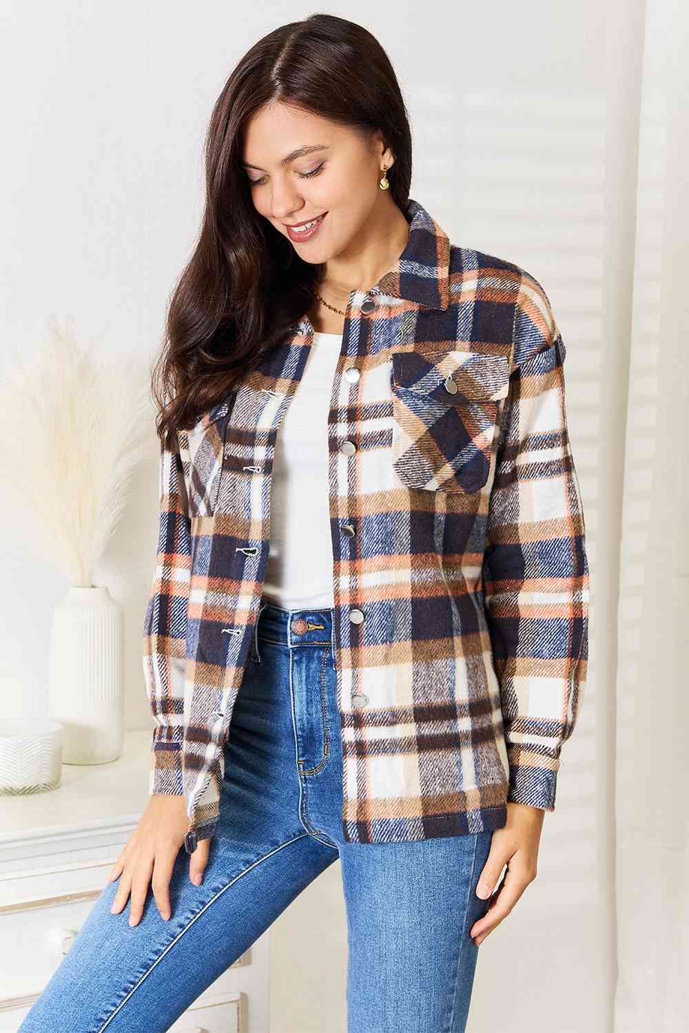 Blue and Gold Plaid Shirt