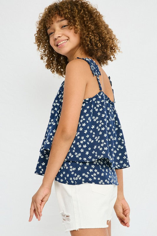 Girls Floral Layered Tank Top