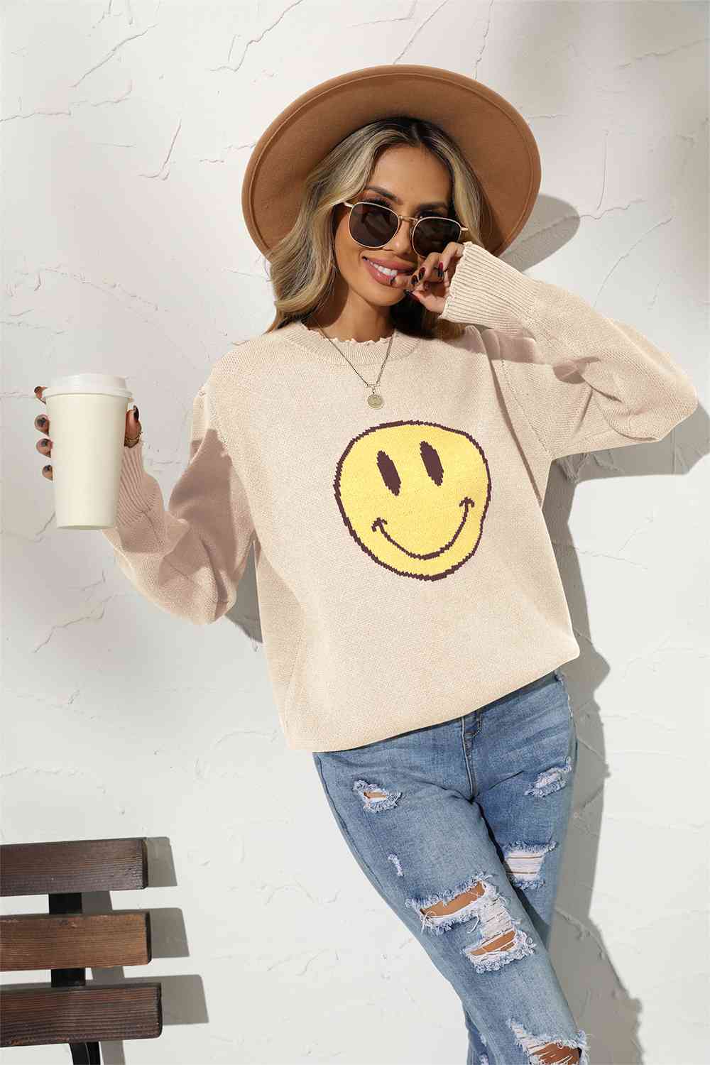 Smily Face Graphic Sweater