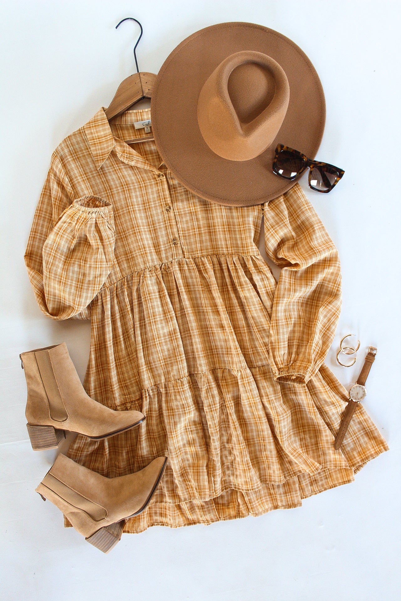 Plaid Harvest Tiered Dress