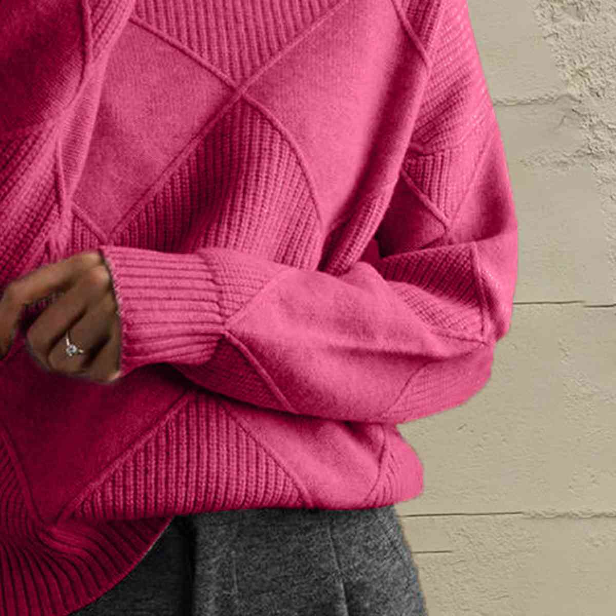 Janeve Geometric Turtleneck Sweater