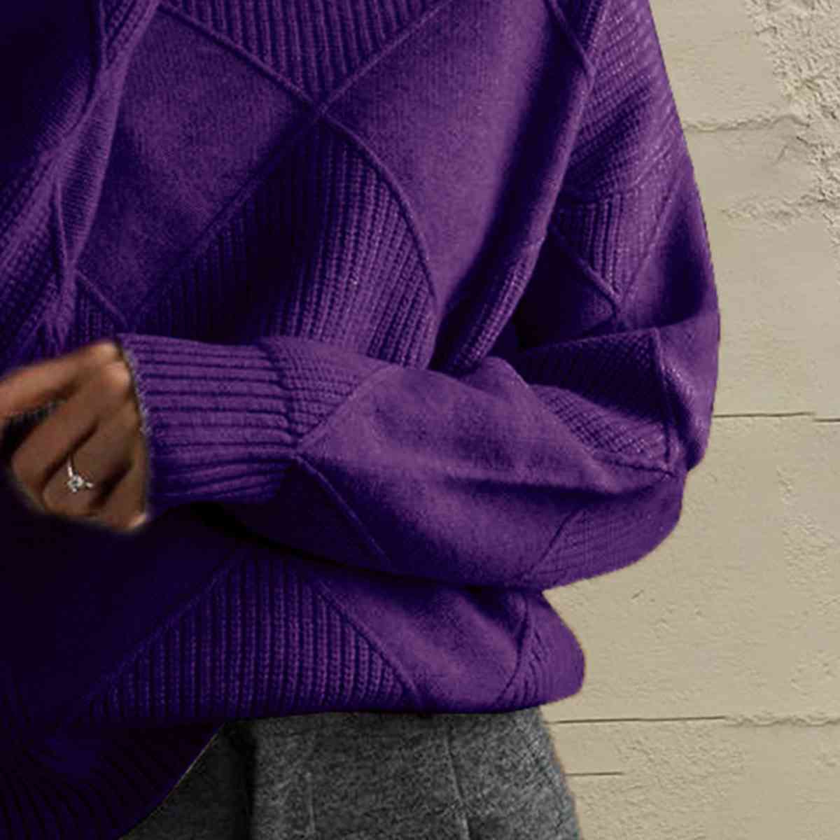 Janeve Geometric Turtleneck Sweater