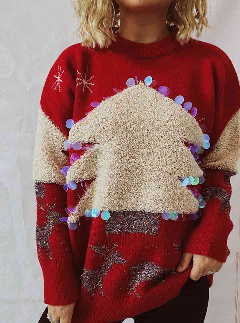 Extra Festive Sequin Christmas Tree Sweater