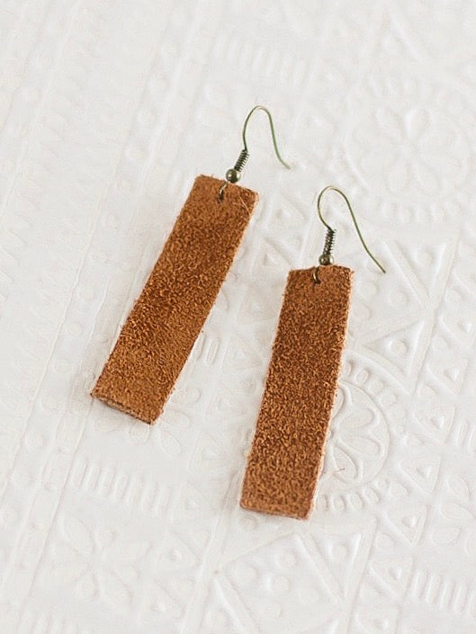 Jones & Lake Leather Drop Bar Earrings