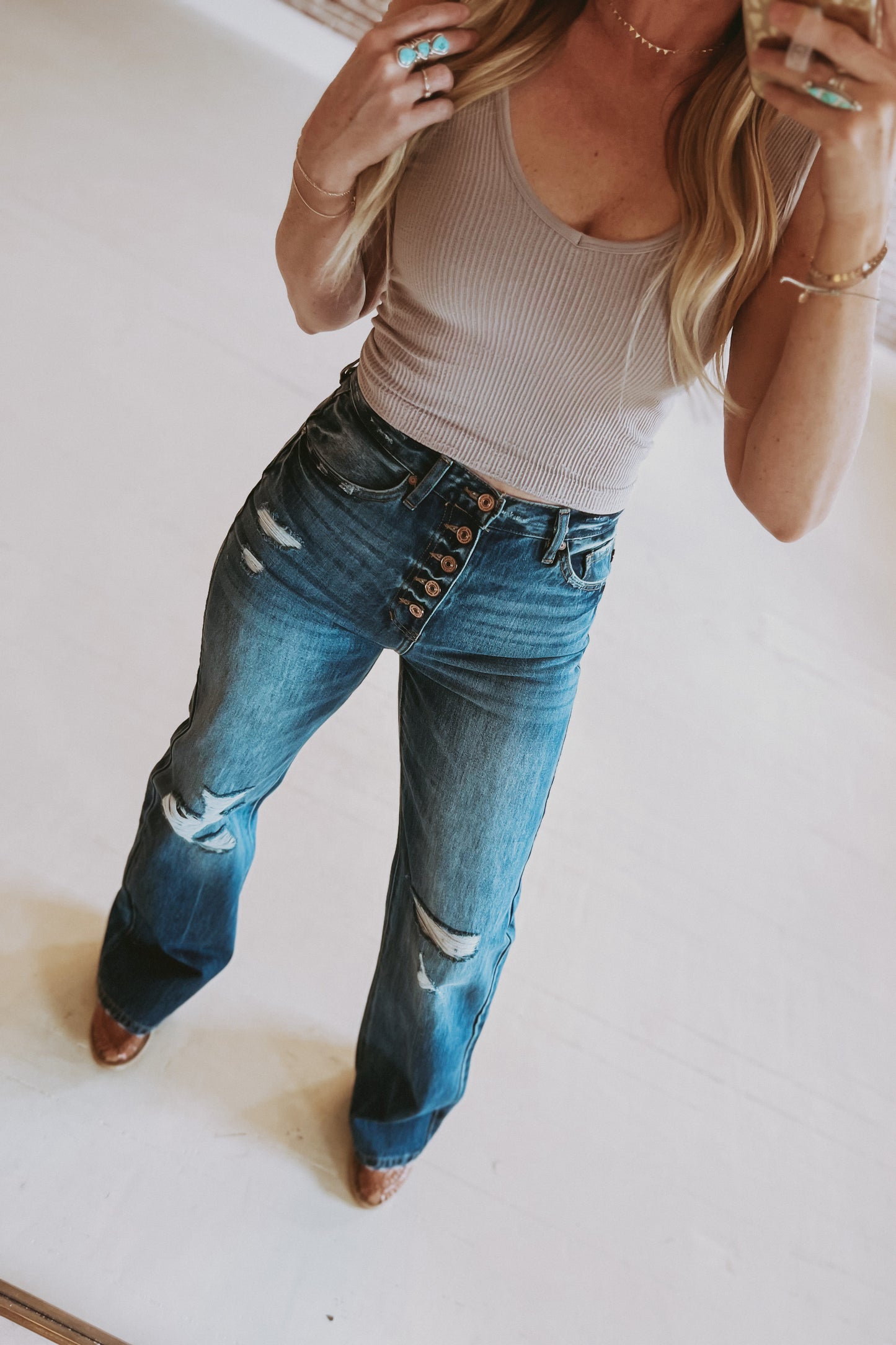 KanCan High Rise 5 Button Flare Jeans