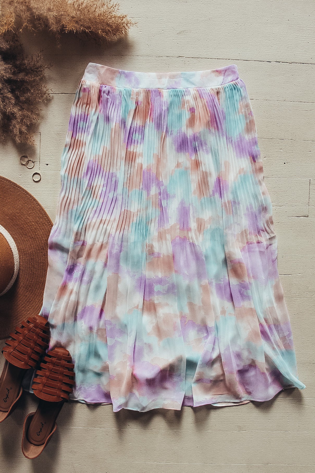 Mini Pleats Watercolor Skirt