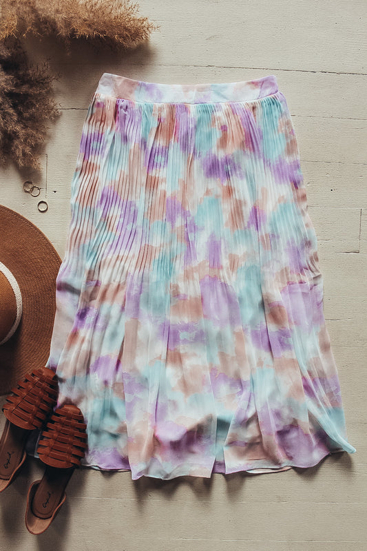 Mini Pleats Watercolor Skirt