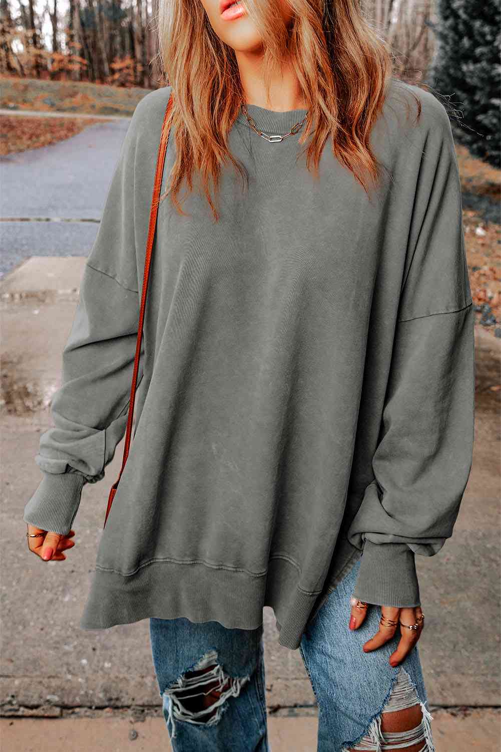 Throw On A Smile Oversized Sweatshirt