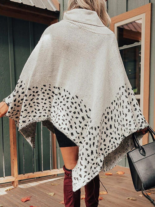 Pia Leopard Turtleneck Poncho