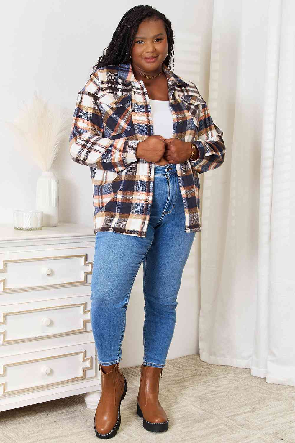 Blue and Gold Plaid Shirt