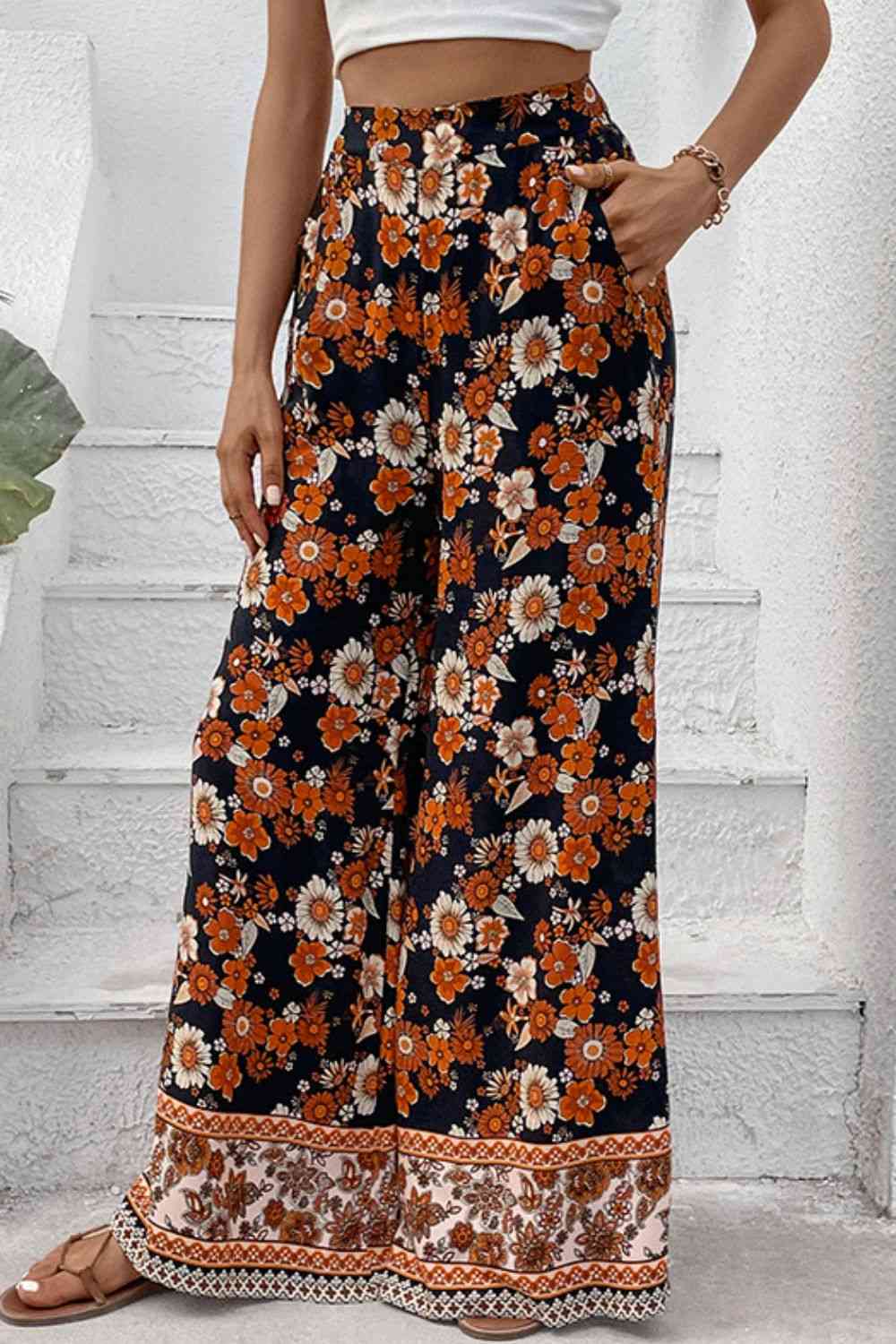 Loretta Wide Leg Floral Print Pants