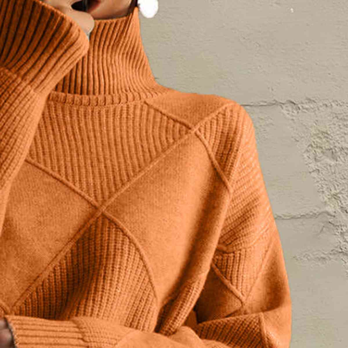 Janeve Geometric Turtleneck Sweater