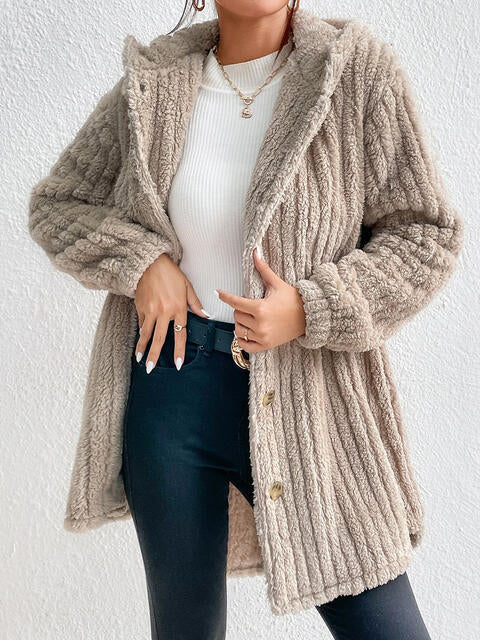 Brandy Button Down Hooded Coat