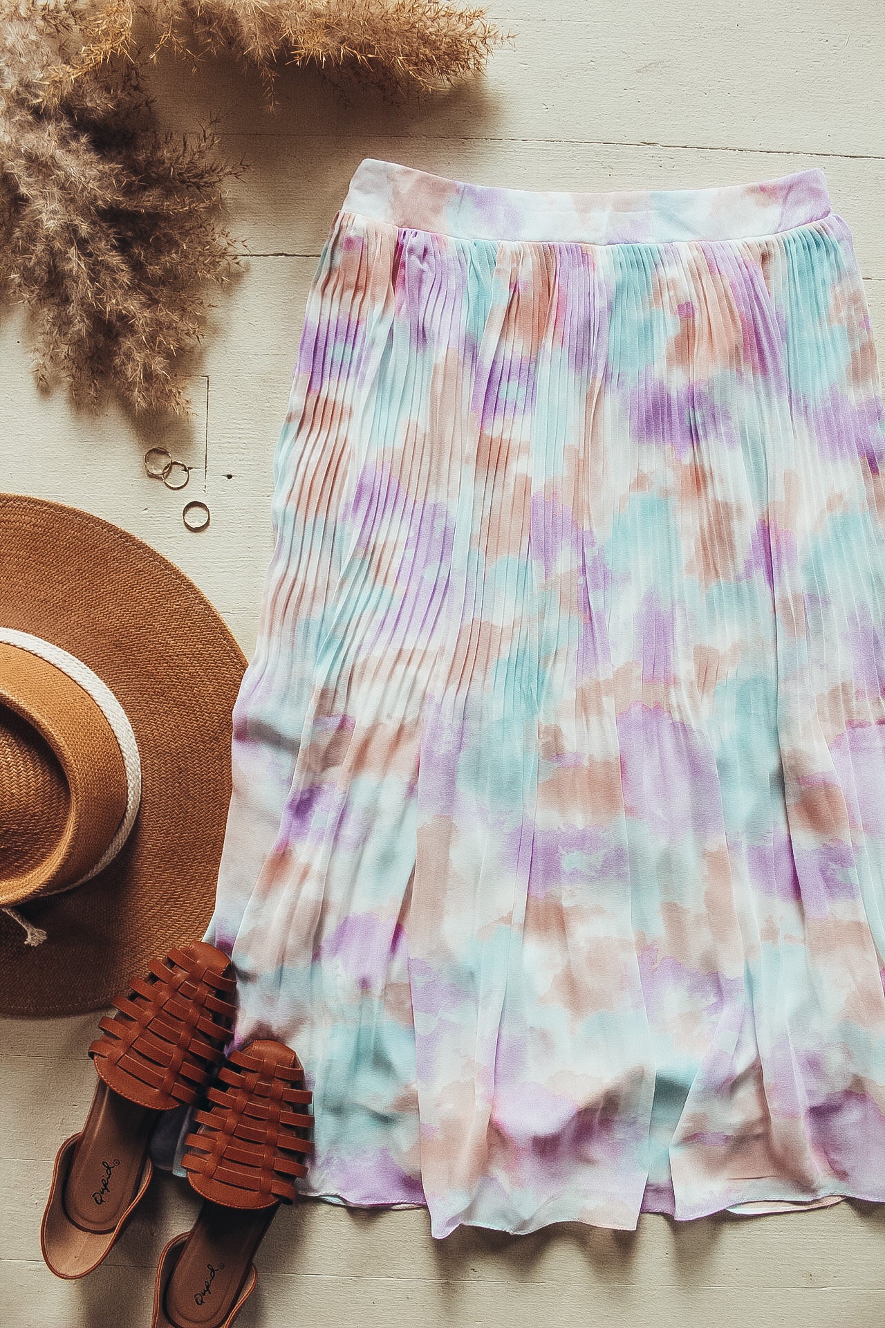 Mini Pleats Watercolor Skirt