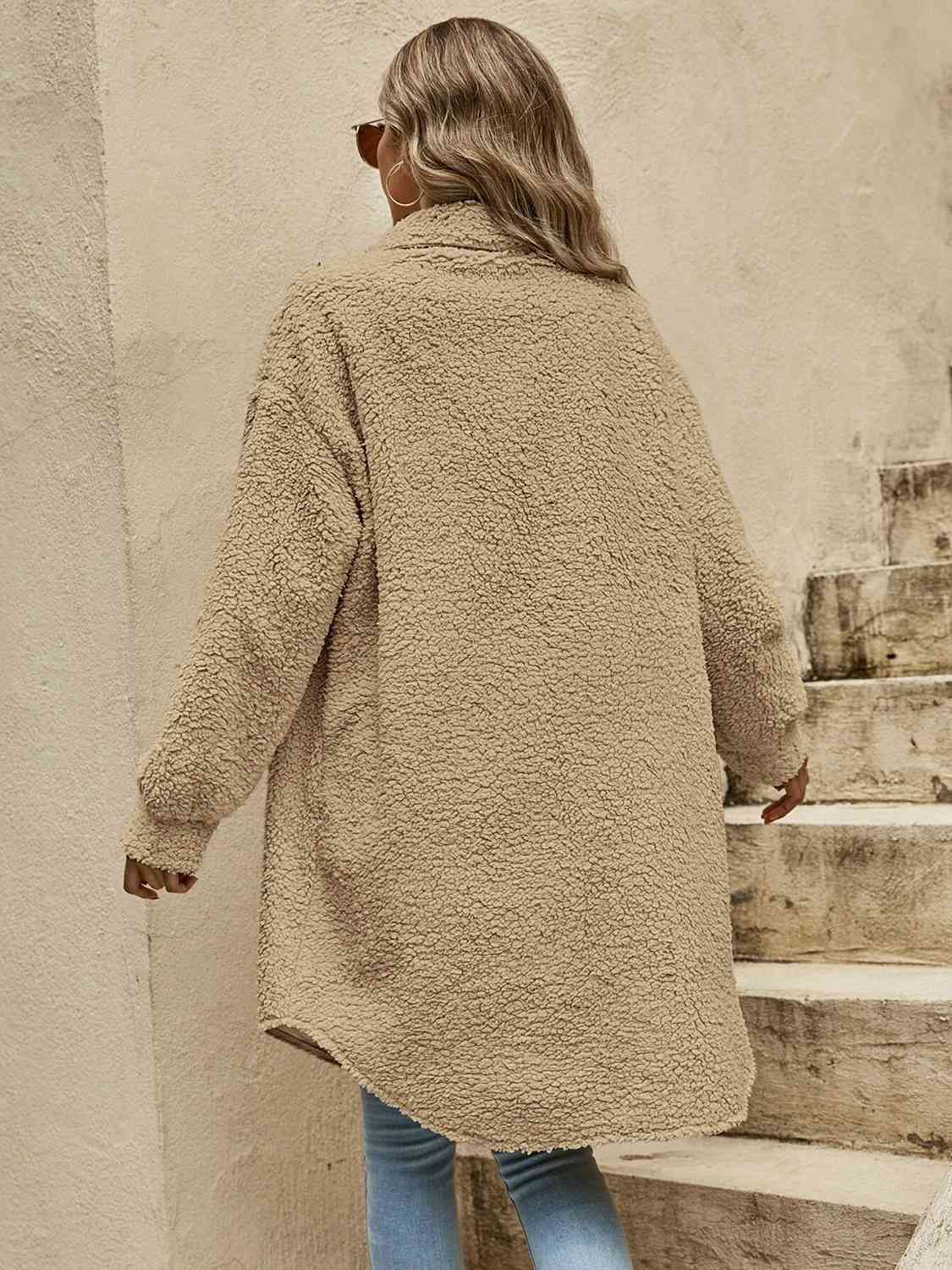 Sherpa Collared Button Down Coat