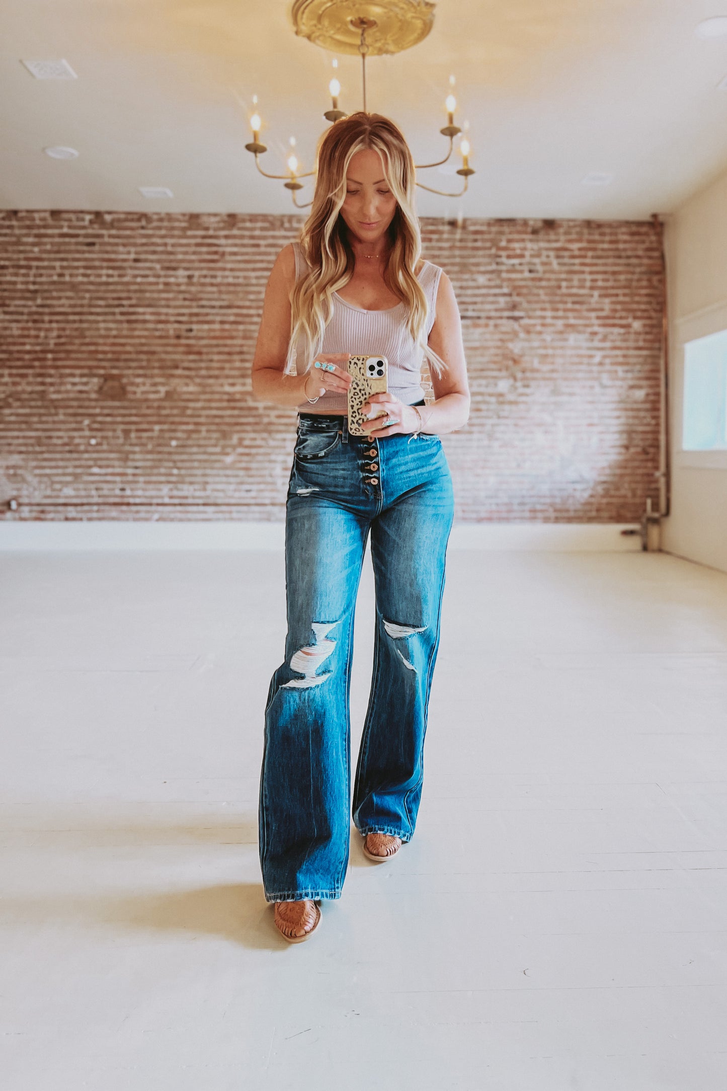 KanCan High Rise 5 Button Flare Jeans