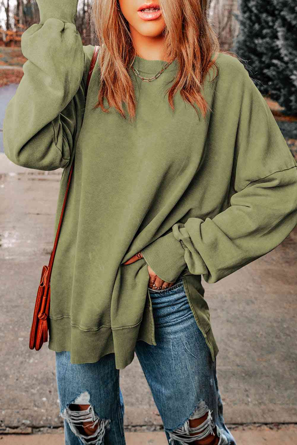 Throw On A Smile Oversized Sweatshirt
