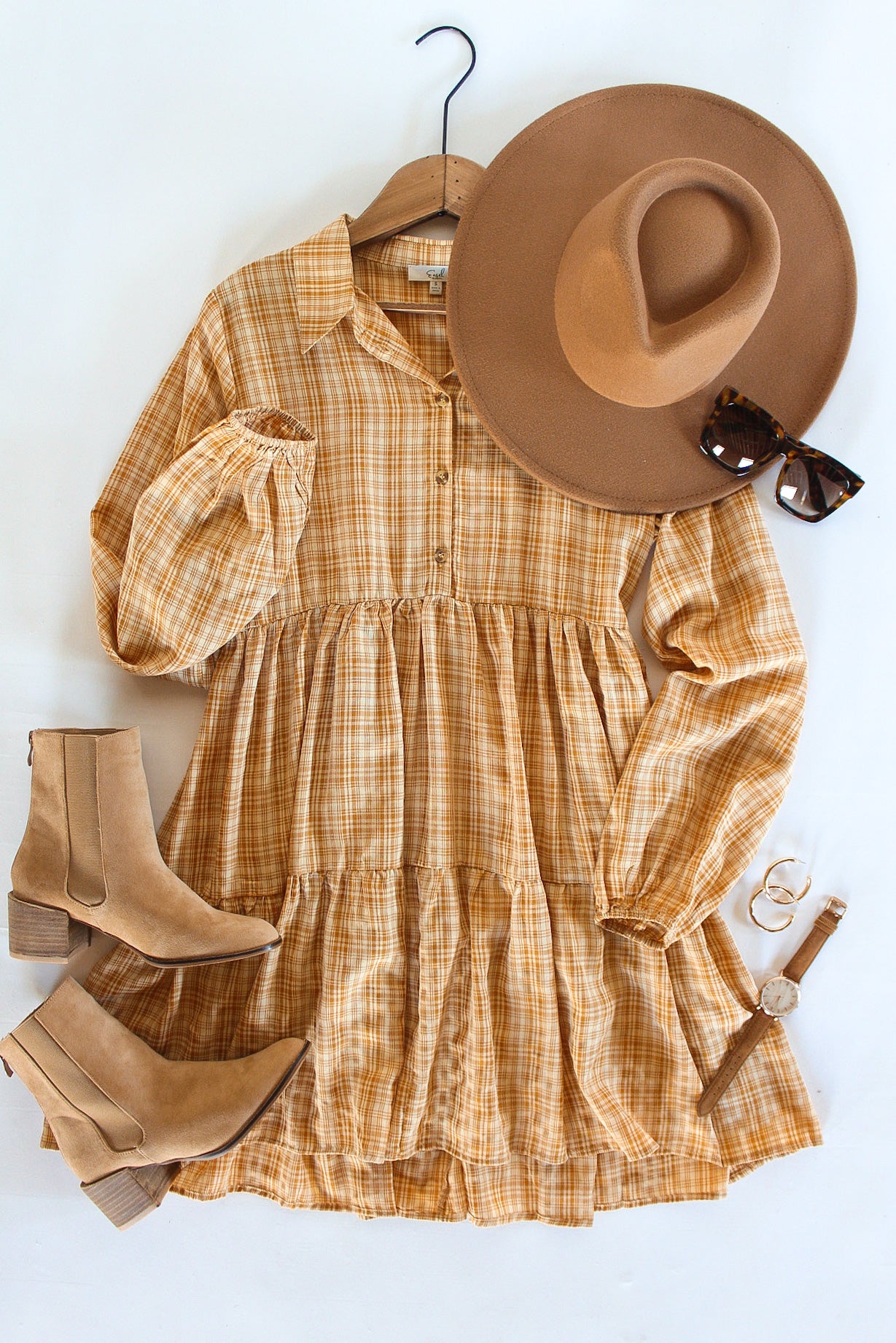 Plaid Harvest Tiered Dress