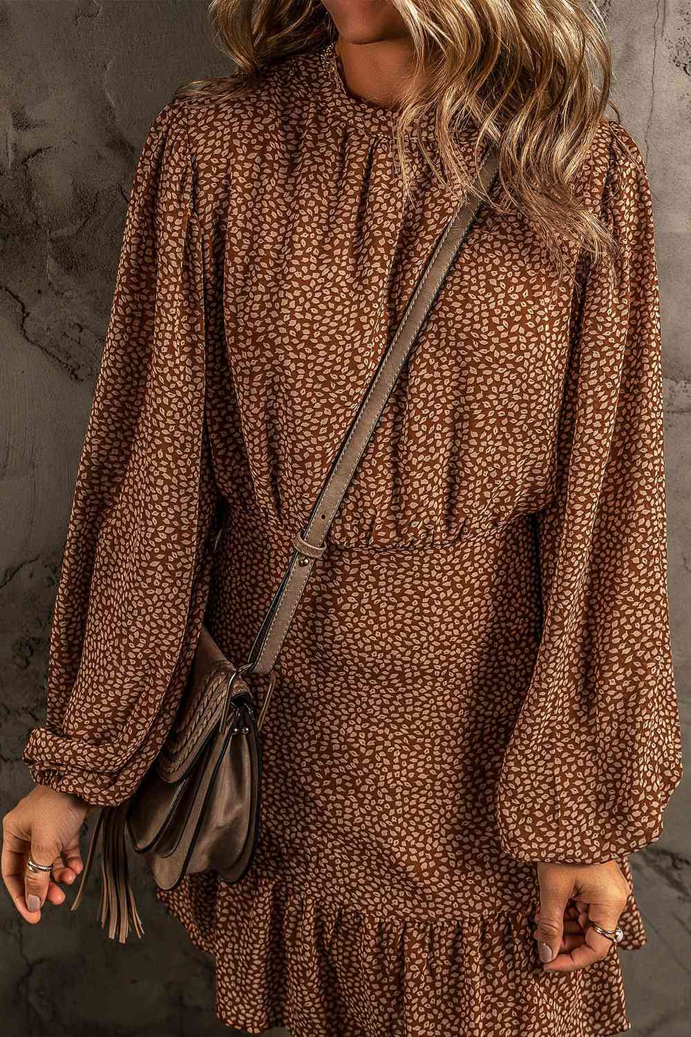 Ruffled Long Sleeve Dress