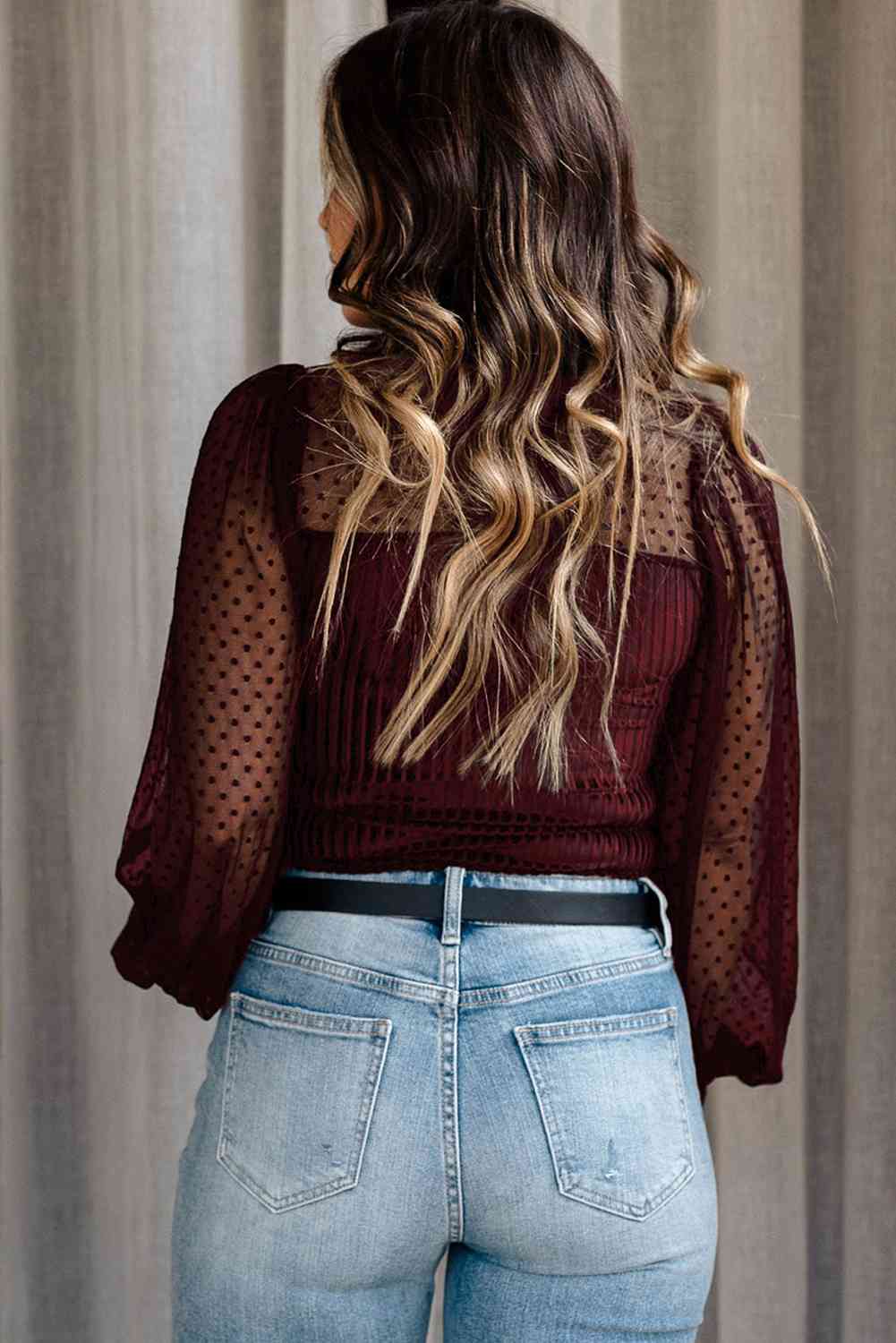 Velvet + Mesh Long Sleeve Bodysuit