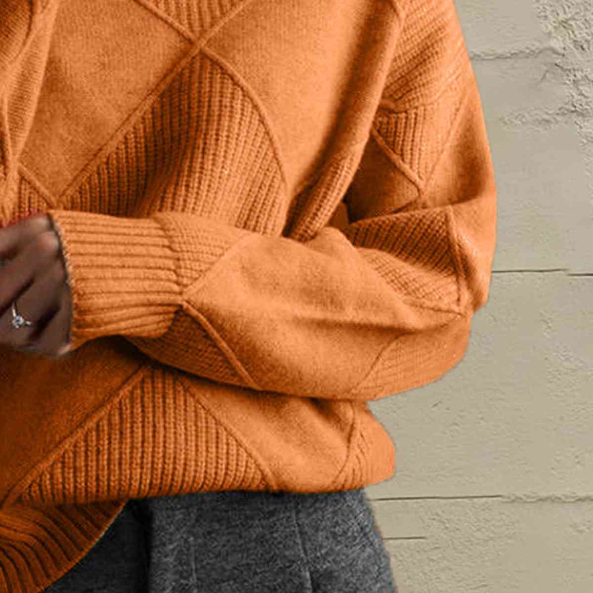 Janeve Geometric Turtleneck Sweater