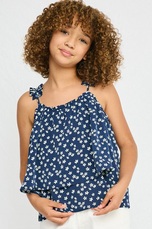 Girls Floral Layered Tank Top