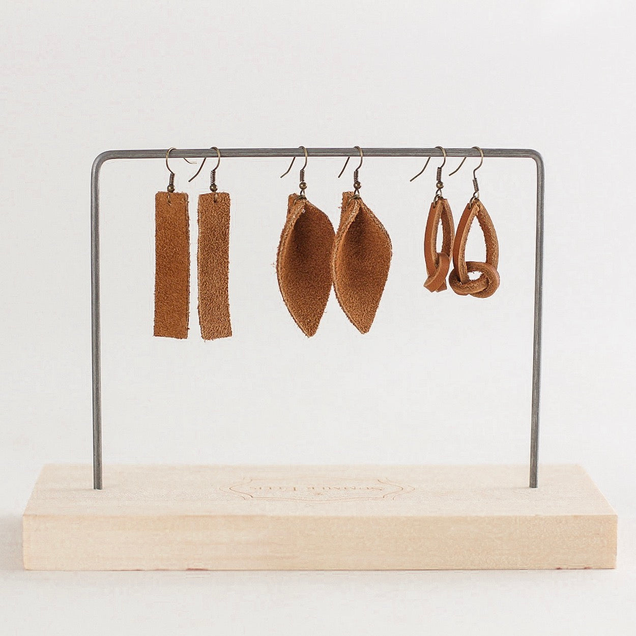 Jones & Lake Leather Drop Bar Earrings
