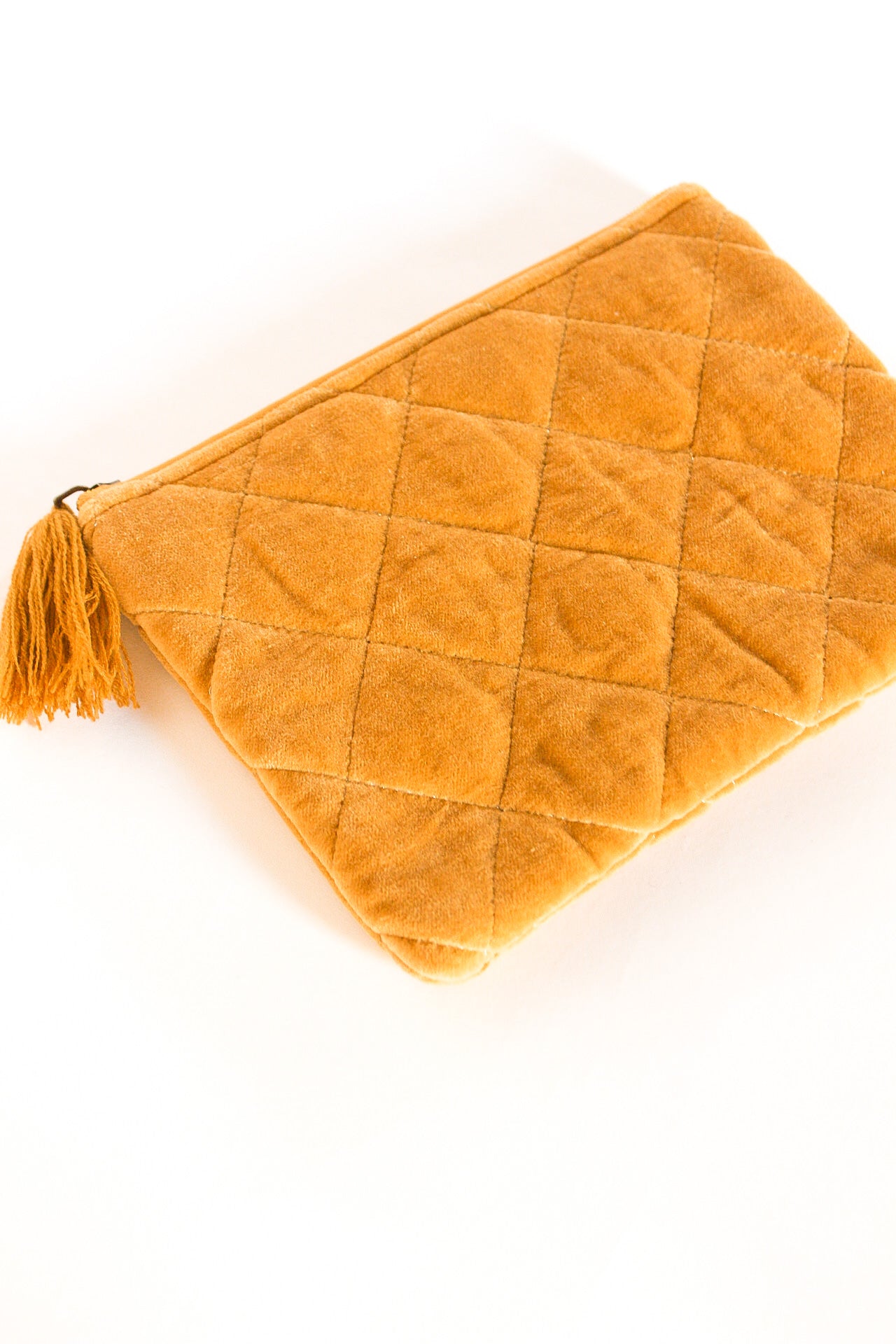 Velour Quilted Accessory Bag