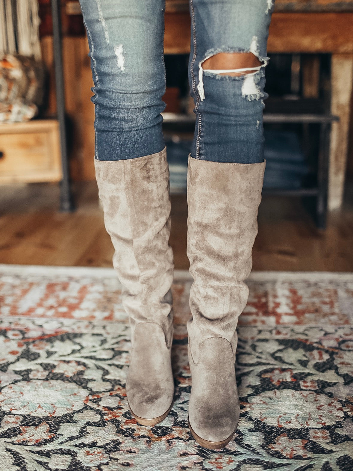 Wedged Heel Knee High Boots