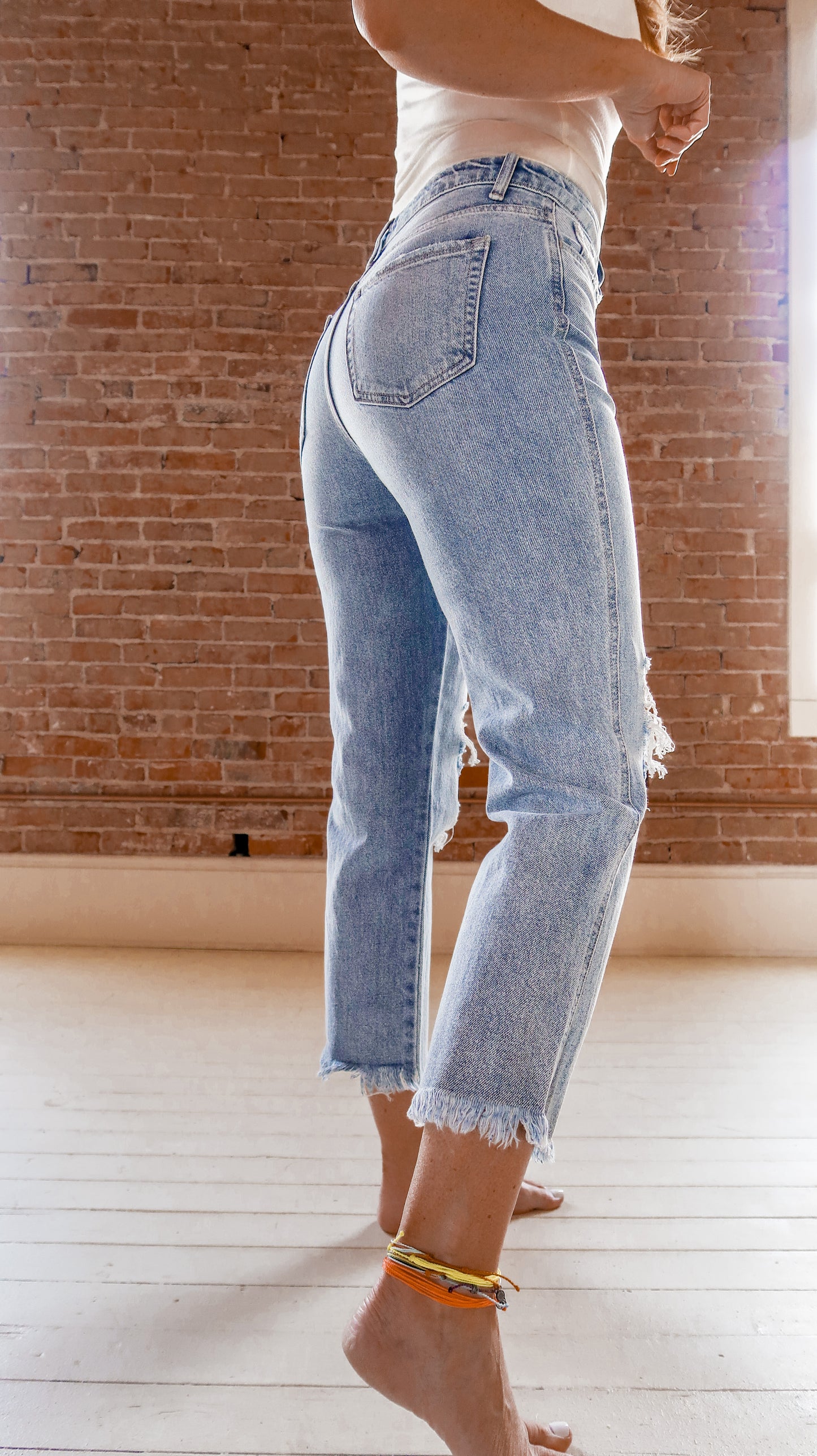 Flying Monkey Super High Rise Vintage Frayed Hem Jeans
