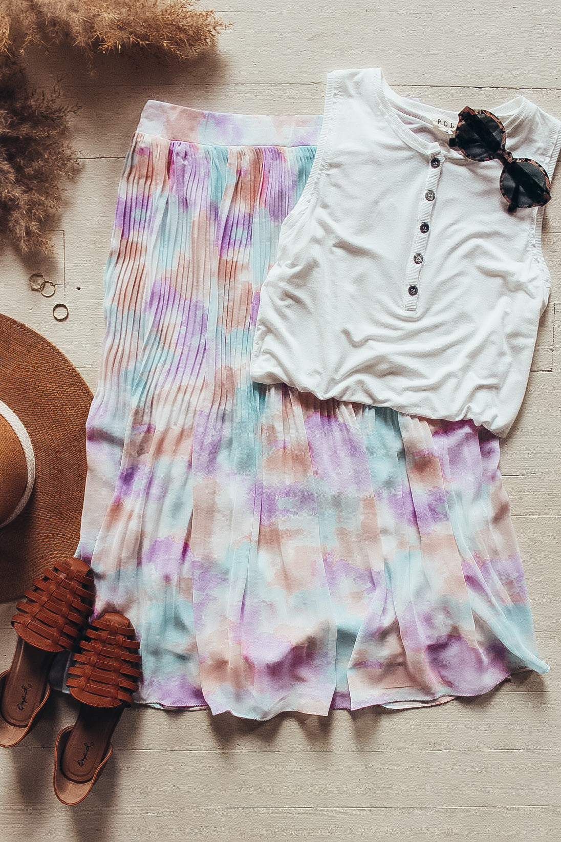 Mini Pleats Watercolor Skirt