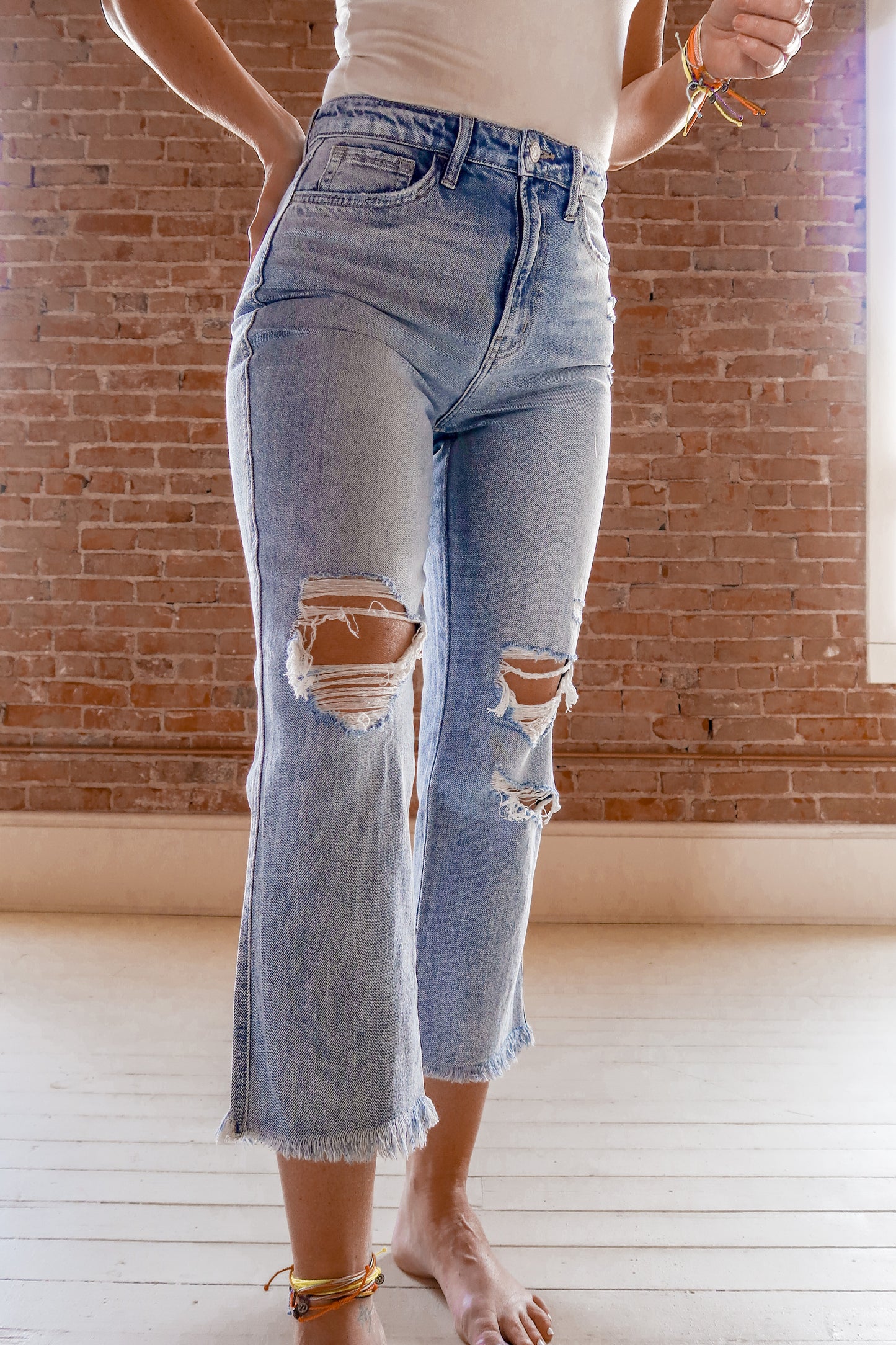 Flying Monkey Super High Rise Vintage Frayed Hem Jeans