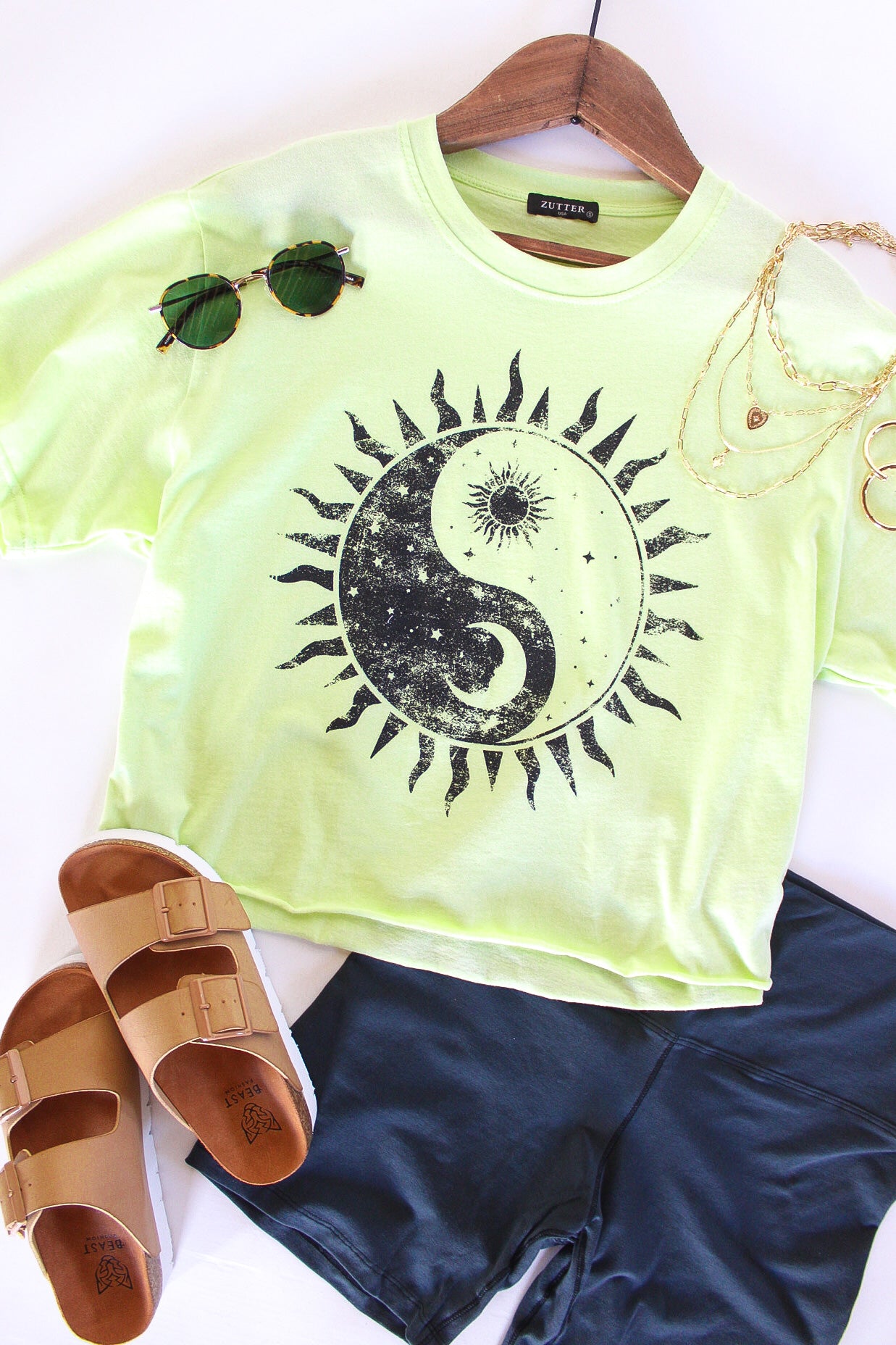 Celestial Yin & Yang Cropped Graphic Tee