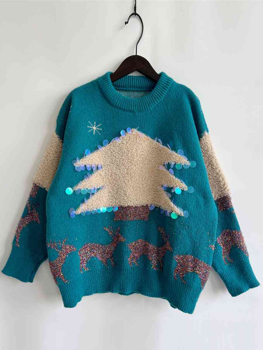 Extra Festive Sequin Christmas Tree Sweater