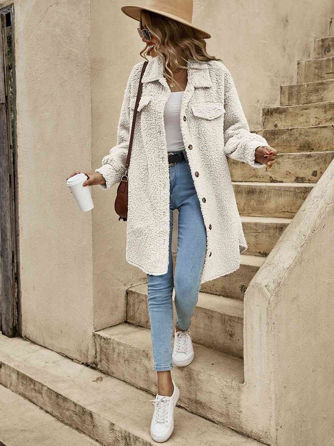 Sherpa Collared Button Down Coat