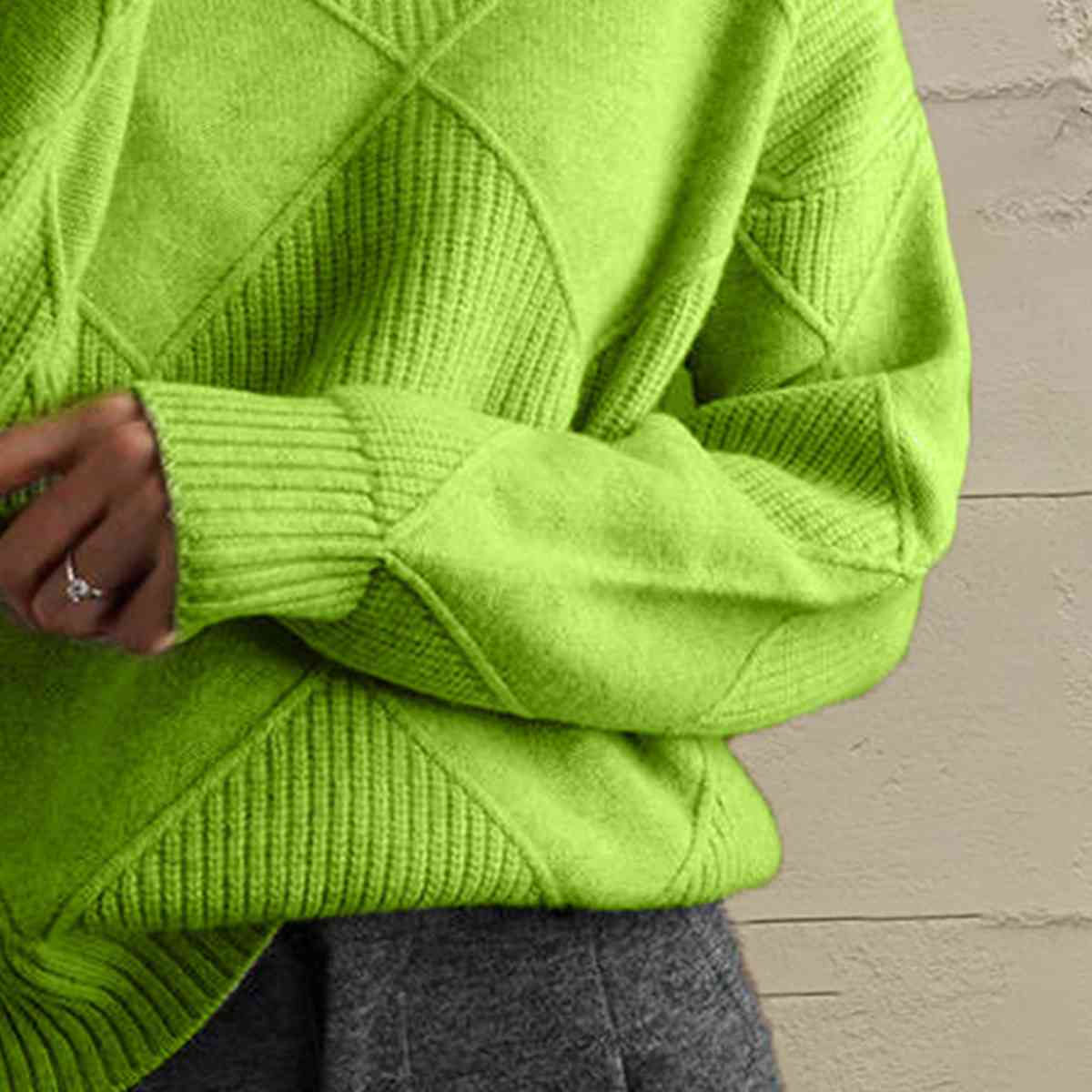 Janeve Geometric Turtleneck Sweater