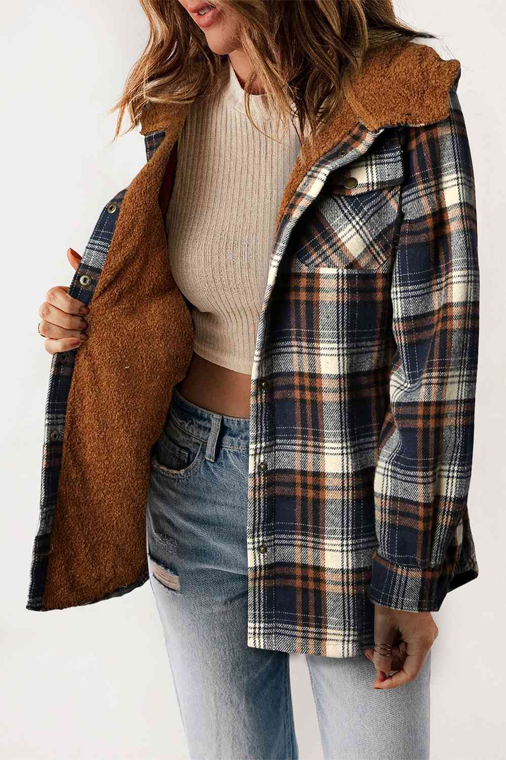 Fallin' Fur Lined Plaid Jacket