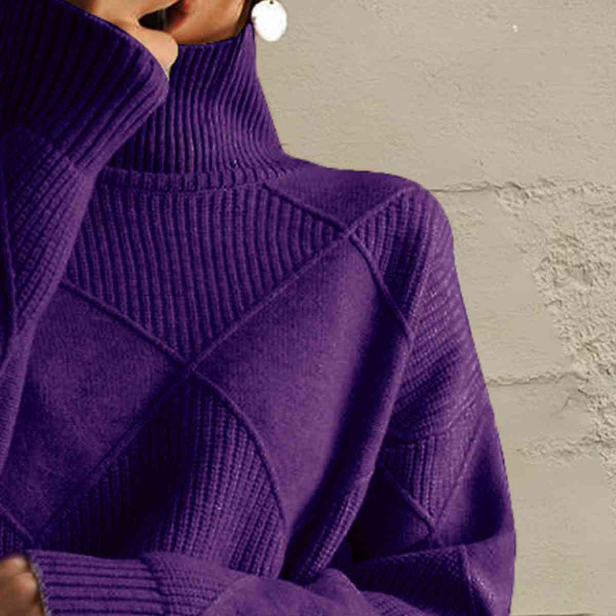 Janeve Geometric Turtleneck Sweater