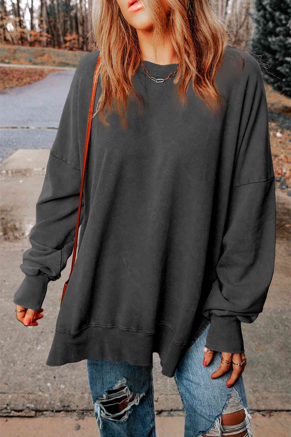 Throw On A Smile Oversized Sweatshirt